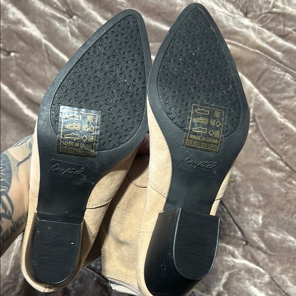 Beige Suede Ankle Boots - Picture 2 of 6